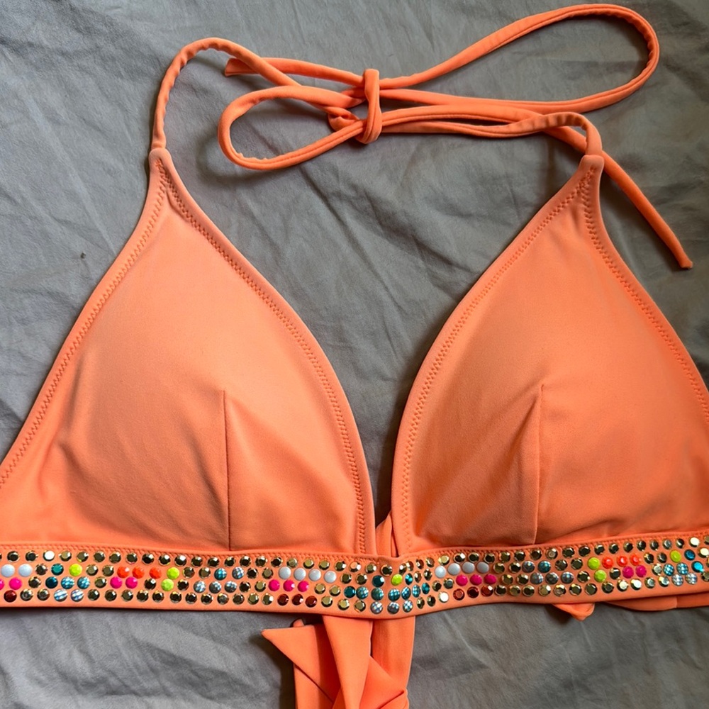 Victoria's Secret Orange Bikini Top with Colorful Accents size M